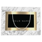 カスタム金ゴールドメタリックミニマル大理石グレーストーン ラージペーパーバッグ (裏面)