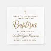 カスタム金ゴールドモダンと白ベビーガールの洗礼 スタンダードカクテルナプキン (正面)