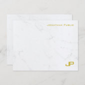 カスタム金ゴールドモダンホワイトマーブルシンプルテンプレート ノートカード (正面/裏面)