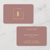 カスタム金ゴールドモダンモノグラムエレガントテンプレート 名刺 (正面/裏面)