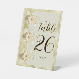 カスタム金ゴールドモダン枠付き水仙 台座サイン