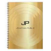 カスタム金ゴールドモノグフェイクラムグラマラステンプレート ノートブック (正面)