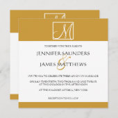 カスタム金ゴールドモノグラム結婚式招待状 招待状 (正面/裏面)