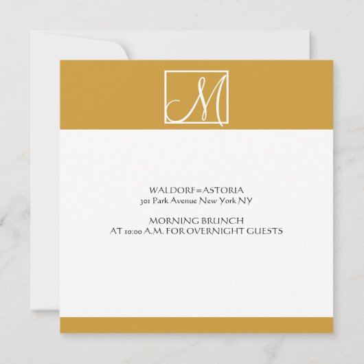 カスタム金ゴールドモノグラム結婚式招待状 招待状 (裏面)