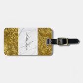 カスタム金ゴールドリーフ白い大理石プリントラゲージタグ ラゲッジタグ (正面横)