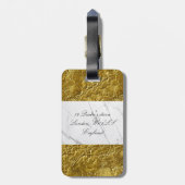 カスタム金ゴールドリーフ白い大理石プリントラゲージタグ ラゲッジタグ (裏面縦)