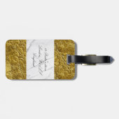 カスタム金ゴールドリーフ白い大理石プリントラゲージタグ ラゲッジタグ (裏面横)