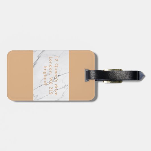 カスタム金ゴールドリーフ白い大理石プリントラゲージタグ ラゲッジタグ (裏面横)