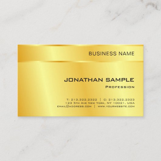 カスタム金ゴールドルッエレガントクシンプルモダンテンプレート 名刺 (正面)