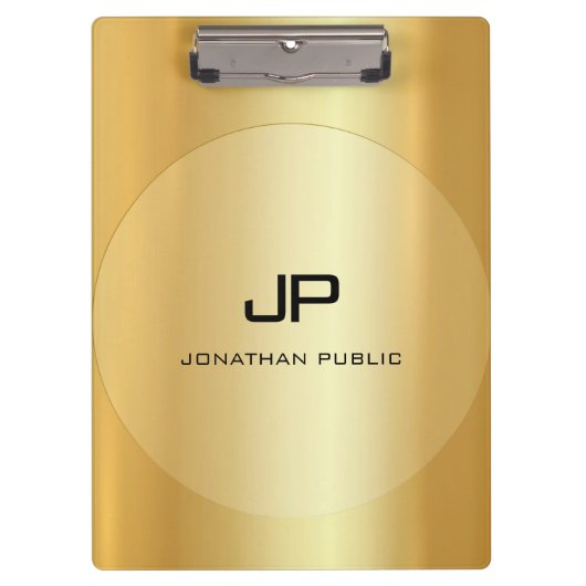 カスタム金ゴールドルックエレガントクラシックモノグラムの クリップボード (正面)