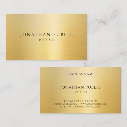 カスタム金ゴールドルックエレガントテンプレートプロフェッショナル 名刺 (正面/裏面)