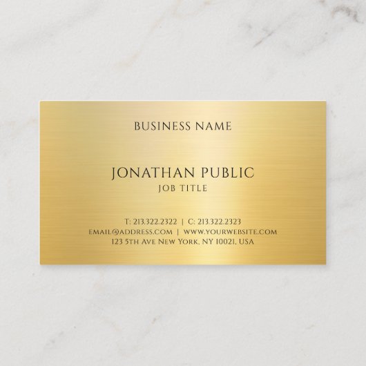 カスタム金ゴールドルックエレガントテンプレートプロフェッショナル 名刺 (裏面)
