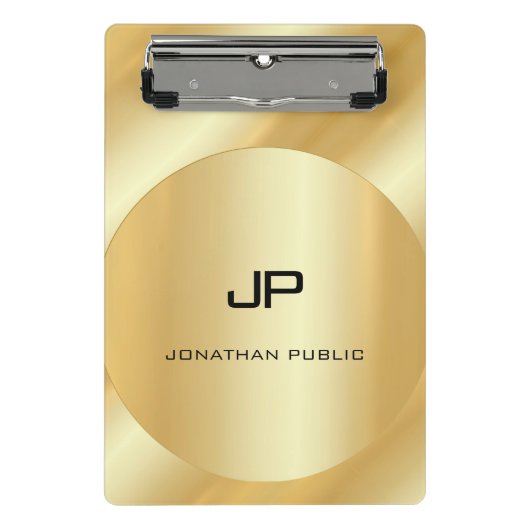 カスタム金ゴールドルックエレガントモノグモダンラムテンプレート ミニクリップボード (正面)