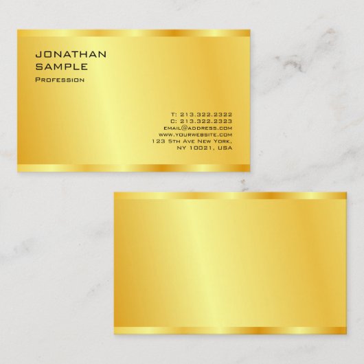 カスタム金ゴールドルックモダンプロフェッショナル 名刺 (正面/裏面)