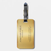 カスタム金ゴールドルック手書きモノグラムのトレンディー ラゲッジタグ (裏面縦)