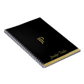 カスタム金ゴールドルック文字モダンモノグラムテンプレート ノートブック (右側)