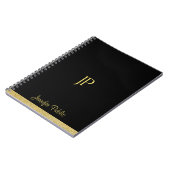 カスタム金ゴールドルック文字モダンモノグラムテンプレート ノートブック (左側)