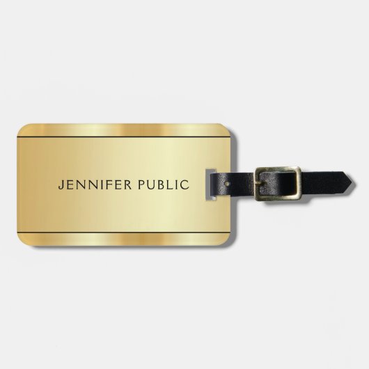 カスタム金ゴールドルッモダンクエレガント両面 ラゲッジタグ (正面横)