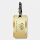 カスタム金ゴールドルッモダンクエレガント両面 ラゲッジタグ (裏面縦)