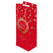 カスタム金ゴールドレエレガントッドメリークリスマスリース ワインギフトバッグ (裏面アングル)