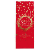 カスタム金ゴールドレエレガントッドメリークリスマスリース ワインギフトバッグ (裏面)