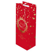 カスタム金ゴールドレエレガントッドメリークリスマスリース ワインギフトバッグ (正面アングル)