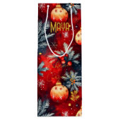 カスタム金ゴールドレッドクリスマスバウブルバッグ ワインギフトバッグ (裏面)