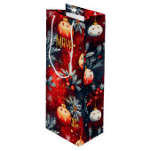 カスタム金ゴールドレッドクリスマスバウブルバッグ ワインギフトバッグ (正面アングル)