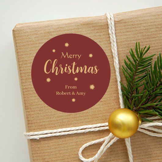 カスタム金ゴールドレッド&クリスマスメリークリスマス ラウンドシール