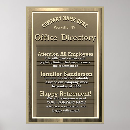 カスタム金ゴールドヴィンテージ退職標識 ポスター (正面)