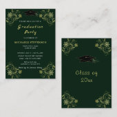 カスタム金ゴールド卒業パーティー招待状 ノートカード (正面/裏面)