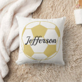 カスタム金ゴールド及びサッカーのホワイトボール クッション (ブランケット)