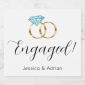 カスタム金ゴールド婚約したダイヤモンドリングや輪 スパークリングワインラベル (シングルラベル)