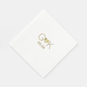 カスタム金ゴールド愛ハートフェイクのイニシャル結婚の スタンダードランチョンナプキン (角)