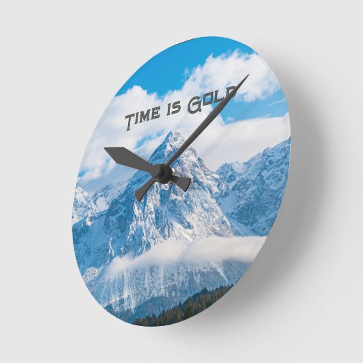 カスタム金ゴールド文字スカイイメージの壁時計 ラウンド壁時計 (傾斜)