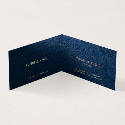 カスタム金ゴールド文字モダンエレガントラグジュアリーフォールド 名刺 (内部)