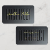 カスタム金ゴールド文字Script Architectブラック&グレー 名刺 (正面/裏面)