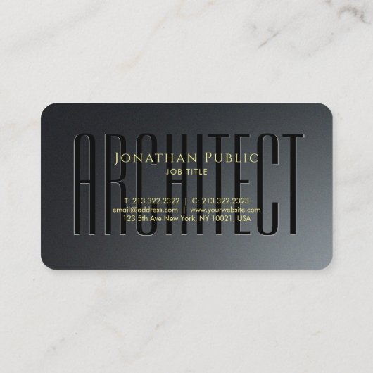 カスタム金ゴールド文字Script Architectブラック&グレー 名刺 (裏面)