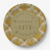 カスタム金ゴールド水カラーフローラ ペーパープレート (正面)