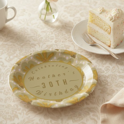 カスタム金ゴールド水カラーフローラ ペーパープレート