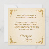 カスタム金ゴールド王室のパープルバタフライ誕生日 サンキューカード (裏面)