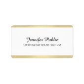カスタム金ゴールド白エレガント手書きテンプレート ラベル (正面)