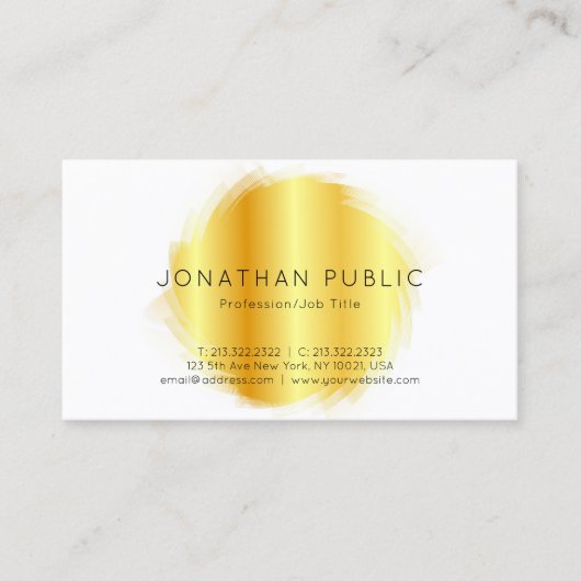 カスタム金ゴールド白モダンエレガントシンプルテンプレート 名刺 (正面)