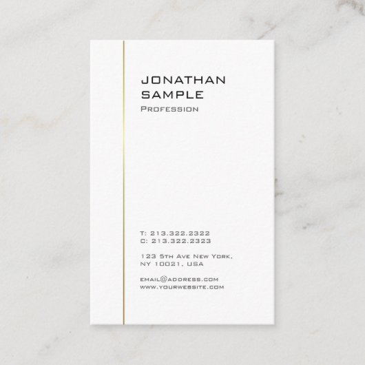 カスタム金ゴールド白モダンミニマルテンプレート 名刺 (正面)