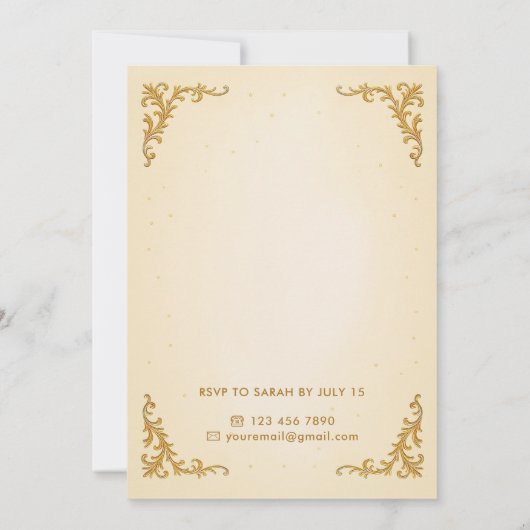 カスタム金ゴールド紫王室の蝶の誕生日パーティー 招待状 (裏面)