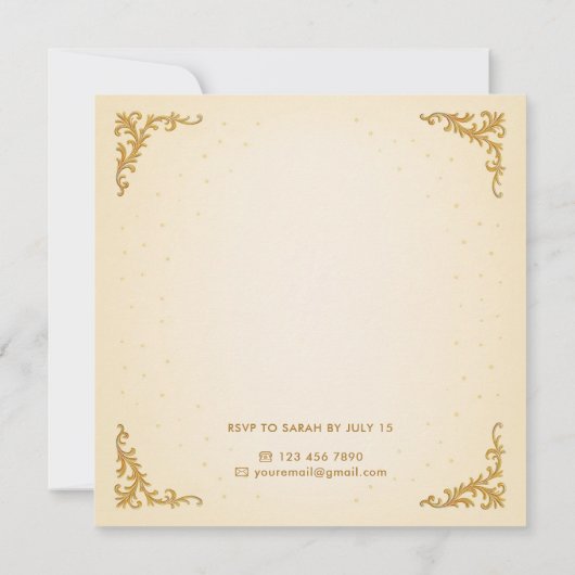 カスタム金ゴールド紫王室の蝶の誕生日パーティー 招待状 (裏面)