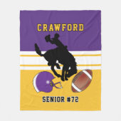 カスタム金ゴールド🏈紫、白、ロゴ2付きロゴ2から逃げる フリースブランケット (正面)