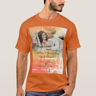 カスタム金ゴールド輝くオーバーレイ写真記念日 Tシャツ