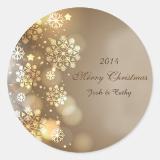 カスタム金ゴールド雪片ワインラベル ラウンドシール