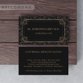 カスタム金ゴールド黒褐色フローラモノグラム 名刺